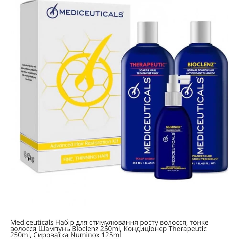 Hair Growth Kit, fine hair (Bioclenz Shampoo, Therapeutic Conditioner, Numinox Serum)