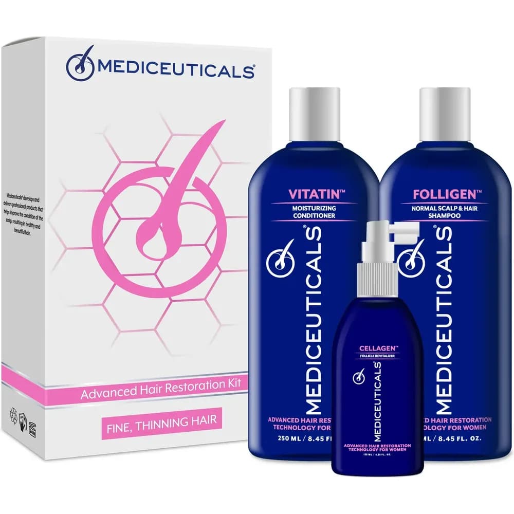 Women's Hair Growth Kit, fine hair (Folligen Shampoo, Vitatin Conditioner, Cellagen Serum)
